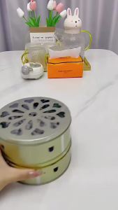 Hộp Nhang Muỗi Chống Cháy Có Quai Xách Nắp Đậy An Toàn Chất Liệu INOX Không GỉKhay Nhang Muỗi FELAA