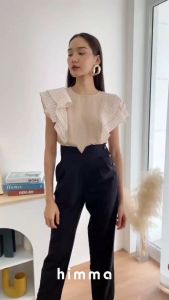 Himma TieNy Pants กางเกงขายาวเอว 2 แบบ กางเกงทรงสอบจับจีบหน้า ช่วยอำพรางหุ่น 2 แบบ ขาตรง และกางเกงผูก รูปร่างเพรียว