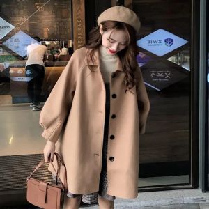 Cape Coat British Style Double Breasted Woolen Coat for Women 2024 Early Spring New Arrival K-style Pure Color Mid-Length Cape
