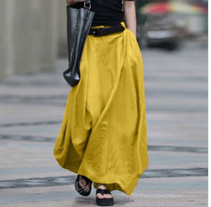 plus Size High Waist A-Line Skirt Womens Casual Long Dance Skirt Full Body Half-length Street Style Pure Color Polyester Fiber