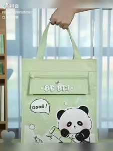 JS SHOP Large-capacity Tote School Bag Five-layer Canvas Art Storage Bag Cartoon Capybara A4 File Bag