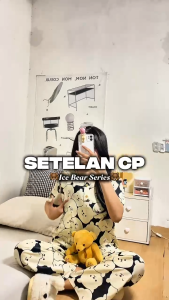 Sapasara - Baju Tidur Wanita Setelan Celana Panjang Rayon Baby Doll Busui Friendly ET 1