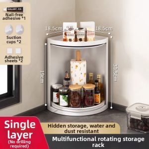 ASCOR | Rotating Multi-layer Wall-mounted Triangle Kitchen Storage Rack for Seasonings