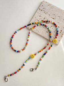 สร้อยแว่นทรงหัวใจสีสันสดใสทำมือ เครื่องประดับแฟชั่น สร้อยหน้ากากอนามัย กันการสูญหาย เครื่องประดับแฟชั่นสำหรับคู่รัก