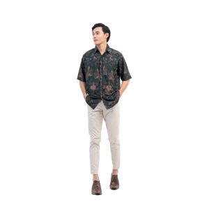 Kemeja Hem Batik Lengan Pendek Atasan Batik Pria Motif G 004 Bahan Katun Adem Dan Nyaman