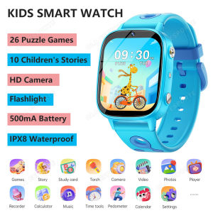 Childrens Smartwatch 1.8" Screen HD Camera 26 Puzzle Games LED Flashlight Calculator Learn Kids Watch Student Boys Girls Gifts