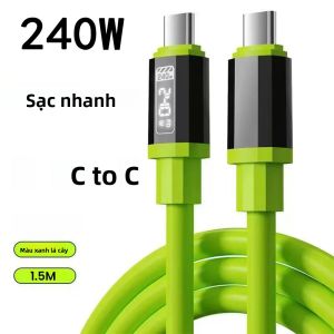 Cáp Sạc Nhanh PD240W Với Màn Hình Hiển Thị Kỹ Thuật Số USB C Sang Type C Dây Silicon Dành Cho iPhone 15/16 Xiaomi iPad Laptop Truyền Dữ Liệu Tốc Độ Cao