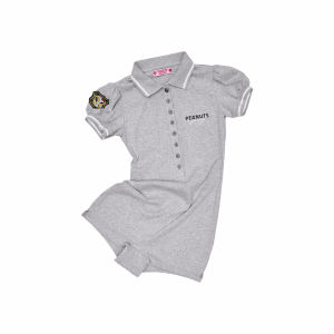 Snoopy Collaborative Navy Style Puff Sleeve Slim Fit Romper Polo Collar