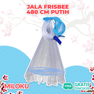 Miloku Jala Jaring Lempar Frisbee 480 CM Benang Monofilamen Putih Mesh Pancing Penangkap Perangkap Ikan Udang Kepiting Piring Bulat Fishing Throw Net Cage