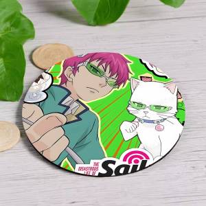 Saiki K Disasterus Life Japanese Anime Printed Coasters Suitable for Daily Family Party Decoration Office Non-Slip Coasters