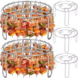 Air Fryer Stainless Steel Vertical Grill Rack BBQ Detachable Oven Baking Rack Reusable String Skewer Bracket Home Kitchen Tools