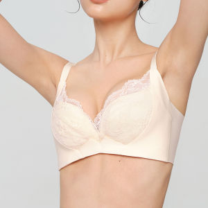 Adjustable Lace Bra Gathered Nana Cup Wrap around Chest Underwear for Young Women Fixed Strap Back Three Rows of Buckles