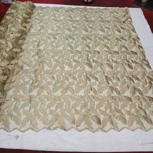 Bahan Kain Tille Full Bordir tebal/Tille Motif  Daun Terbaru