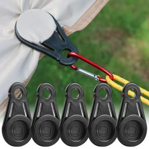 5Pcs Tent Fixing Buckle Outdoor Camping Awning Punch-Free Windproof Fixed Clip Rainproof Tarpaulin Tear Resistance Rope Lock Buckle