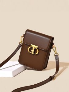 Fansi Man Womens Crossbody Phone Bag 2025 New Style Large Capacity Mobile Phone Bag Fashionable Vintage Lock Buckle Purse