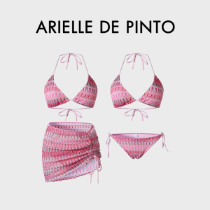 Arielle De Pinto Womens Bikini Pure Desire Thermal Spring Beachside Small Chest Separate Swimsuit Nylon Material Skirt Style