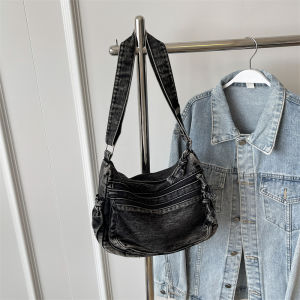 Casual Denim Crossbody Bag for Women Large Capacity Summer New Style Commuter Tote Bag Suitable for College Students