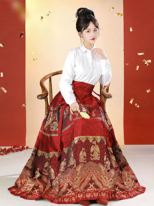 CHANPEI | Traditional Style Skirt Set Red Brocade Commuter-friendly