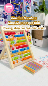 Bàn Tính Soroban Tặng Kèm 100 Thẻ Số Và 100 Que Tính Đồ Chơi Thông Minh Cho Bé