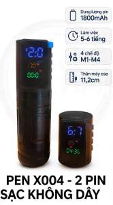 Máy pen xăm hình X006 kèm pin tích điện với 3 chức năng tiện ích M1 M2 và M3