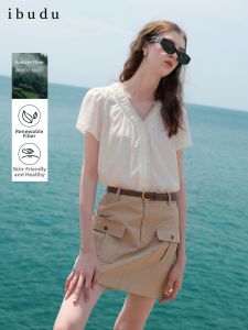 3COLOUR·S | Acetic Acid V-Neck Short Sleeve Loose Top