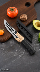 Nipiin Kitchen Knife Bone Removal Knife Dragon Head Japanese Forged Blade Slicing Knife Chefs Knife with Cover