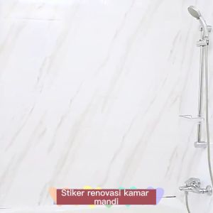 Wallpaper Kamar Mandi Vinyl Lantai Marmer Anti Air 61X300cm Stiker Perekat Diri Motif Terrazzo