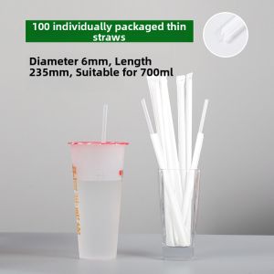 XIANGCAI | Food Grade Extended Fine Plastic Straws For Coffee Milk Tea Black and Transparent Independent Packaging