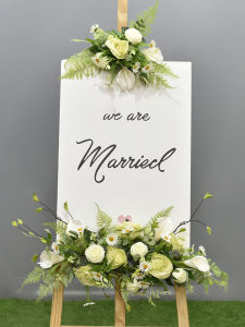 Wedding Decoration Silk Flower Artistic Water Signboard Welcome Guest Hotel Opening Ceremony Decorative Floral Props