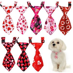 HBESTY 50pcs /Pack Pet Decorations Red Romantic Atmosphere Valentines Day Festive Party Adjustable Dog Bow Tie Small Tie