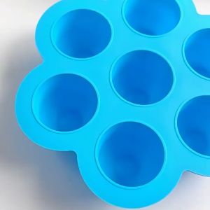 บล็อคซิลิโคนแช่แข็ง 7 หลุม พร้อมฝาปิด เข้า เตาไมโครเวฟได้ เก็บอาหารและผละไม้ บล็อคซิลิโคนแช่แข็งอาหารเด็ก วัสดุฟู๊ดเกรดไร้สารพิษ 100%