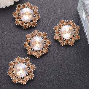 4pcs High End Flower Rhinestone Metal Buttons For Fur Coat Shirts Cardigan Collar Dress Fashion Decorative Buttons Accessories