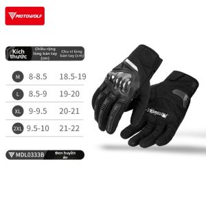 MOTOWOLF | Găng Tay Đạp Xe Máy Đi Làm Mùa Đông Da Toàn Ngón Sợi Carbon Bảo Vệ Giữ Nhiệt