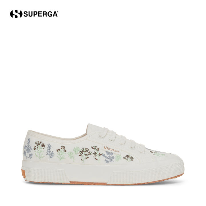 Superga Women's 2750 Organic Flowers Embroidery Sneakers White Avorio ...