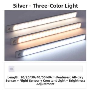 MENGMIAN | Induction Light USB Rechargeable Wireless No Wiring Kitchen Closet Touch Control LED Light Strip