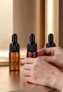 3pcs Set Amber Glass Dropper Bottles with Pipettes 5ml 10ml 15ml 20ml Jars Vials for Cosmetic Perfume Essential Oil Storage