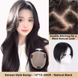 MENGSIQIAN | Poufy Volume Dense Hair Piece For Women Swiss Lace Full Hand-Woven Conceal Gray Hairs