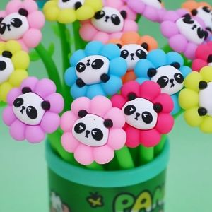 MOMO 0.5MM Black Ink Cute Panda Flower Rocker Gel Pen Delivery Kids Stationery Supplies