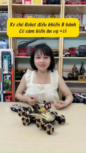 Xe Chó Robot 8 Bánh Điều Khiển Từ Xa Xoay 360 Độ Có Drift Cảm Biến Tai Có Đèn Di Chuyển Đa Hướng Pin Sạc Cho Bé