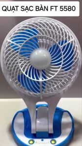 Quạt sạc JR 5580 đứng để bàn có đèn LED gấp khúc  ⚠ không vừa sạc vừa xài ⚠