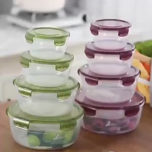 Bộ 8 Hộp Đựng Thực Phẩm Không Chứa BPA Có Thể Xếp Chồng Chống Rò Rỉ Kín Khí Dùng Cho Đồ Ăn Vặt Trái Cây Rau Củ Thịt - 4 Hộp Có 4 Nắp