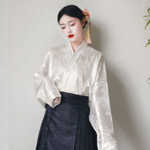Elegant Song Dynasty Style Womens Hanfu Top with Aircraft Sleeves High Waist Midi Skirt Spring Summer New Chinese Style Daily Wear