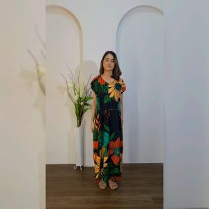 Daster Bali Panjang Busui Semata Kaki Motif Flower Termurah Kekinian