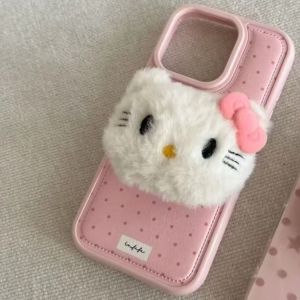 Polka dot three-dimensional plush Hello Kitty for Huawei mate70Pro mobile phone case P80/P70nova14/1 h260705