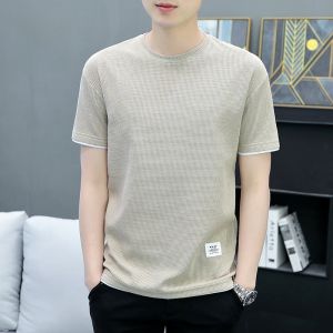 ROMON | Lormen Mens Ice Silk T-Shirt Summer Thin Short Sleeve Round Neck Casual Top Fashionable Urban Style Cool Feeling Polyester Fiber