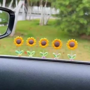 Cute Shaking Sunflower Car Decor Funny Dashboard Ornament for Car Interior Styling