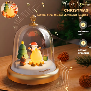 Santa Claus Mini Music Box USB Rechargeable Breathing Light Christmas Festival&Birthday Decorative Light/Nightlight
