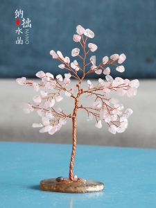 Mini Natural Crystal Tree Home Office Desktop Decoration Lucky Plant Quartz Obelisk Gift for Colleagues Handmade Crafted