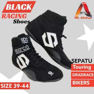 SEPATU TOURING DRAG SEPATU MOBIL BALAP HITAM KEREN