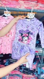 (TẶNG CHÂN VÁY)Đồ bơi dài tay liền thân cho bé gái họa tiết baby three-kuromibikini cho bé gái đi biển size 10-30kg